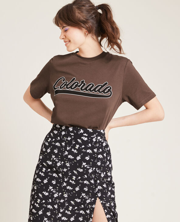 T-shirt col rond taupe - Pimkie