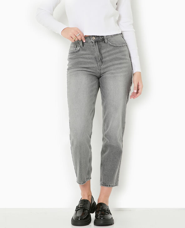 Jean mom taille haute gris clair - Pimkie