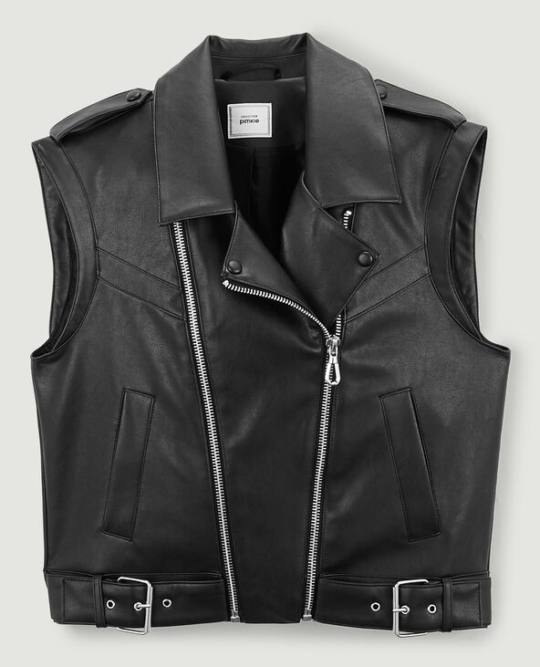 Blouson sans manches en simili cuir