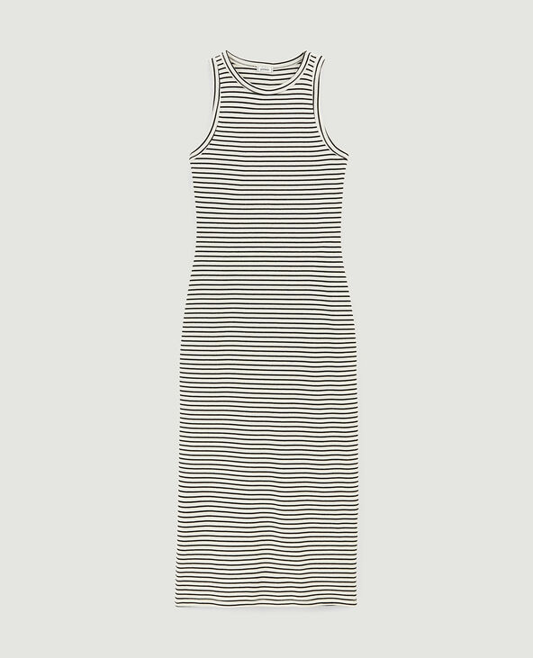 Robe débardeur maille côtelée rayée blanc - Pimkie