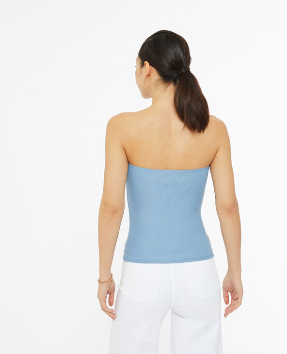 Top bustier en maille côtelée bleu - Pimkie