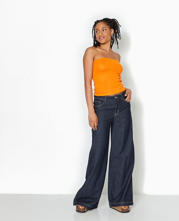 Top bustier bandeau en maille orange - Pimkie