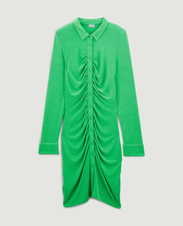 Robe chemise courte effet froncé vert - Pimkie