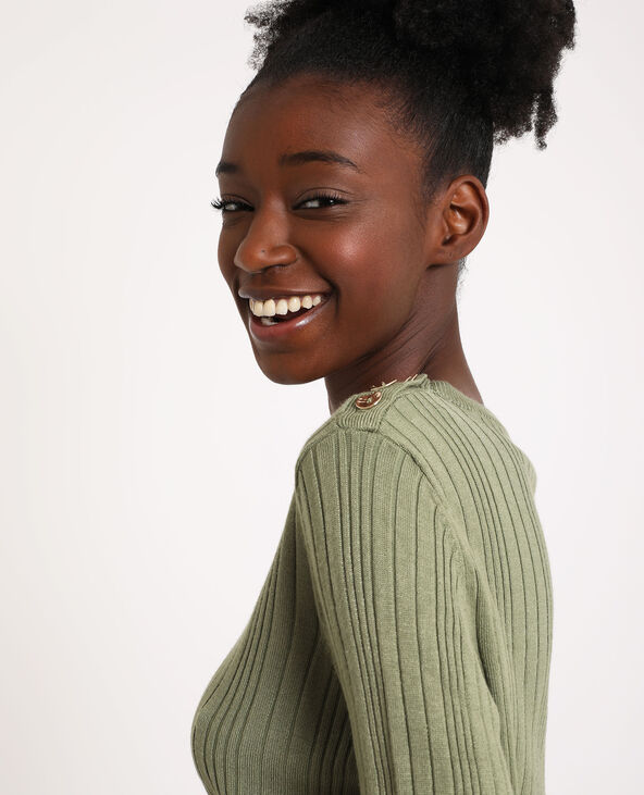 Pull fin côtelé vert de gris - Pimkie