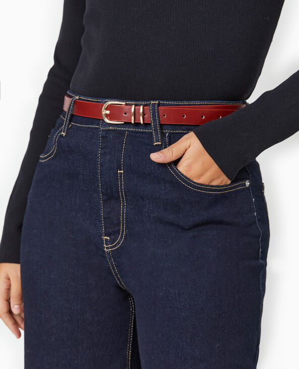Ceinture fine avec boucle dorée bordeaux - Pimkie
