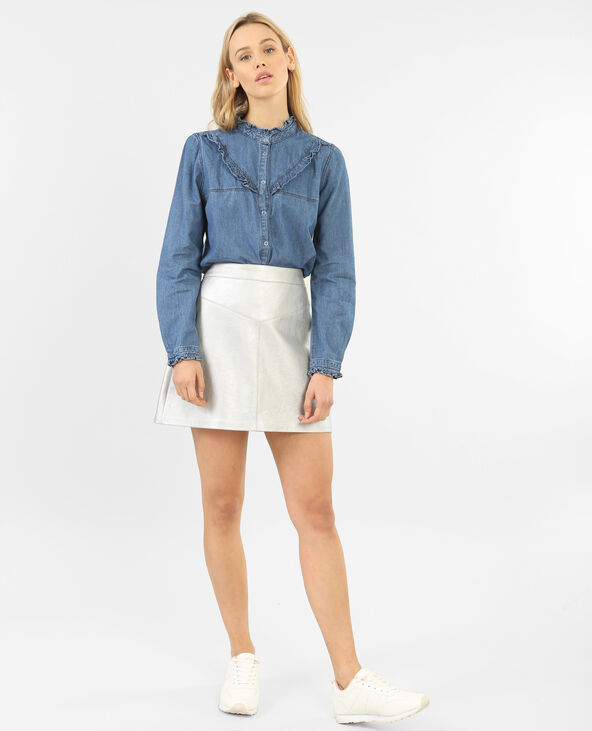 Chemisier denim à volants. bleu - Pimkie