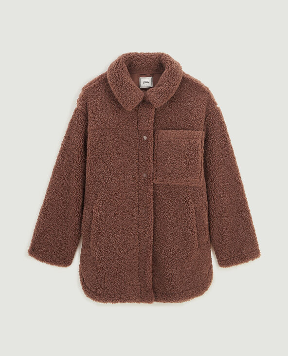 Veste droite en sherpa marron - Pimkie