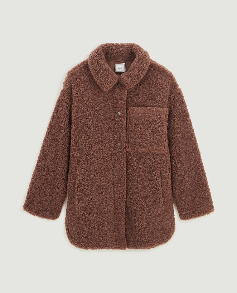 Veste droite en sherpa marron - Pimkie