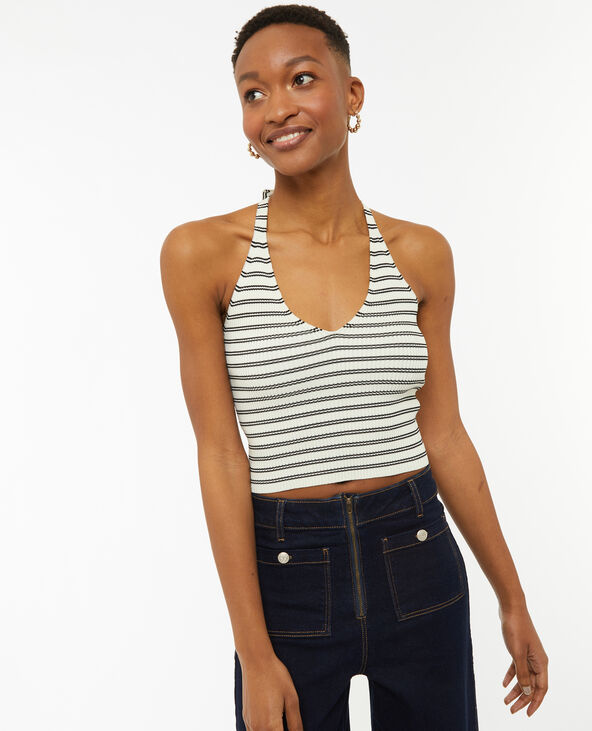 Dos-nu en maille tricot rayée blanc - Pimkie