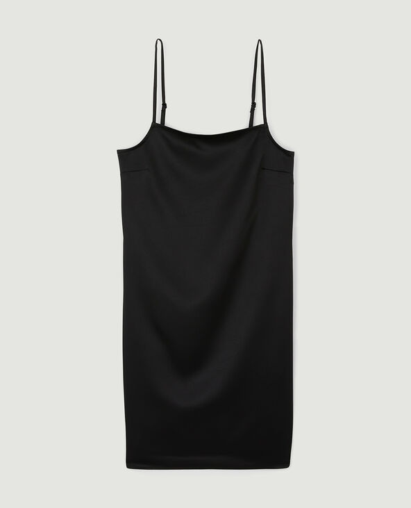 Robe courte satinée avec laçage noir - Pimkie