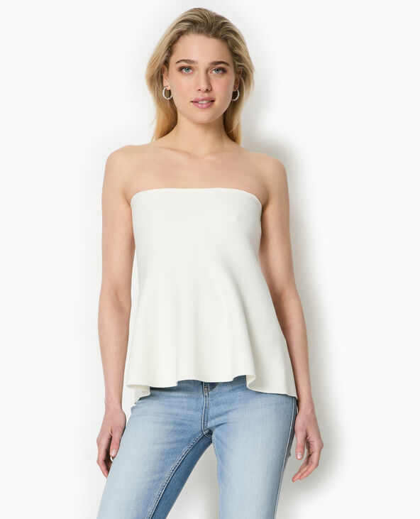 Top bustier évasé en maille blanc - Pimkie