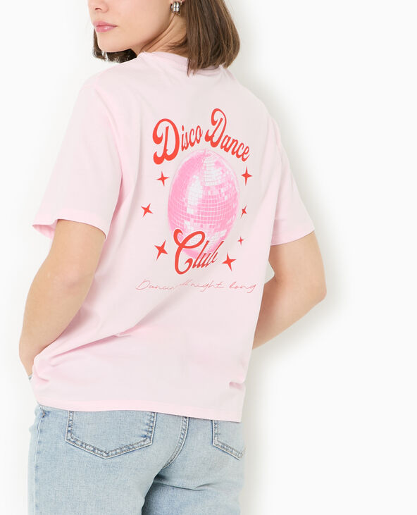 T-shirt ample avec print poitrine et dos rose - Pimkie
