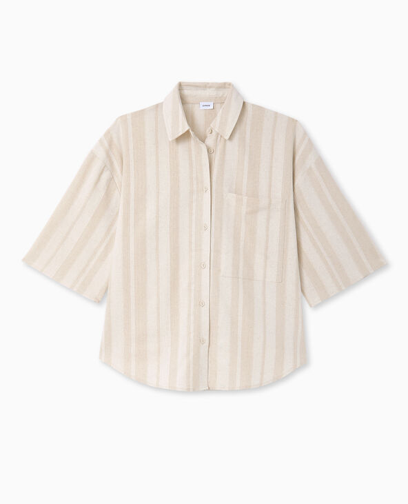 Chemise manches courtes oversize avec lin blanc - Pimkie