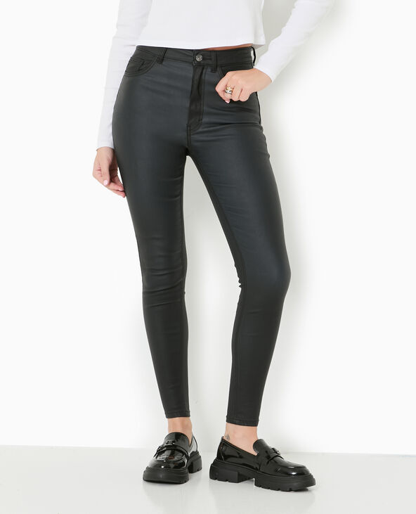 Jean skinny enduit effet cuir noir - Pimkie