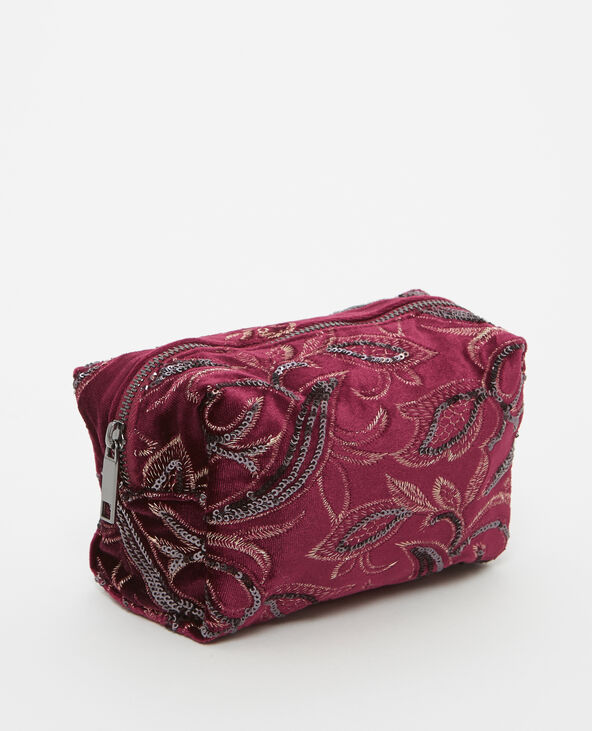 Trousse de maquillage brodée bordeaux - Pimkie