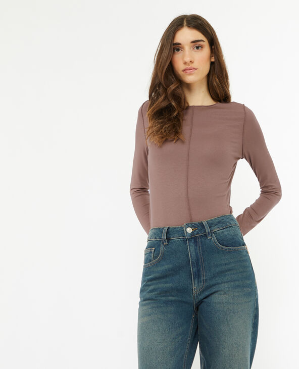 Top manches longues avec coutures apparentes taupe - Pimkie
