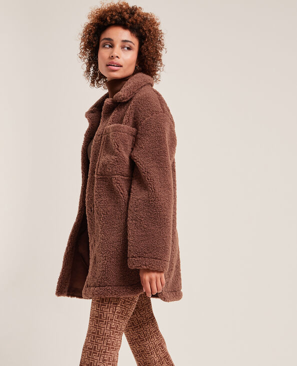 Veste droite en sherpa marron - Pimkie
