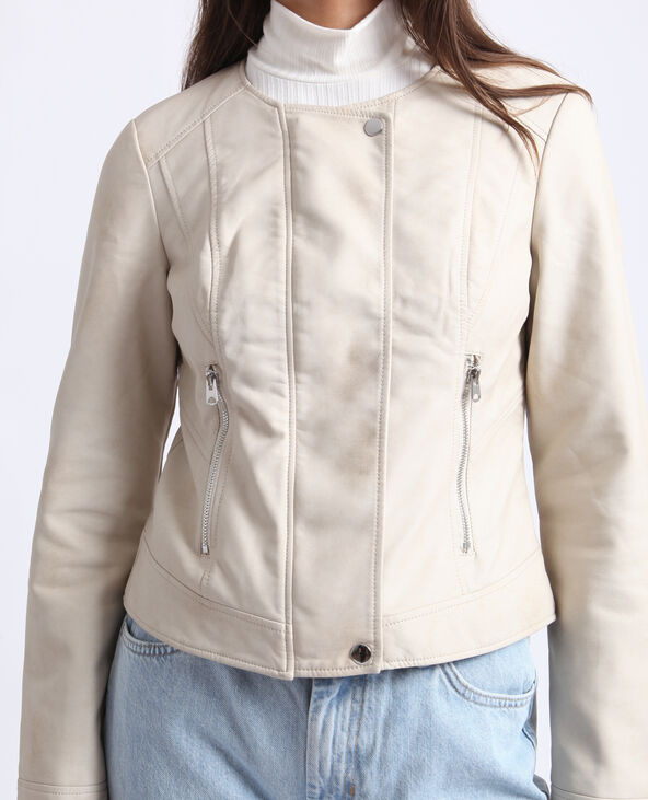 Veste en simili cuir beige - Pimkie