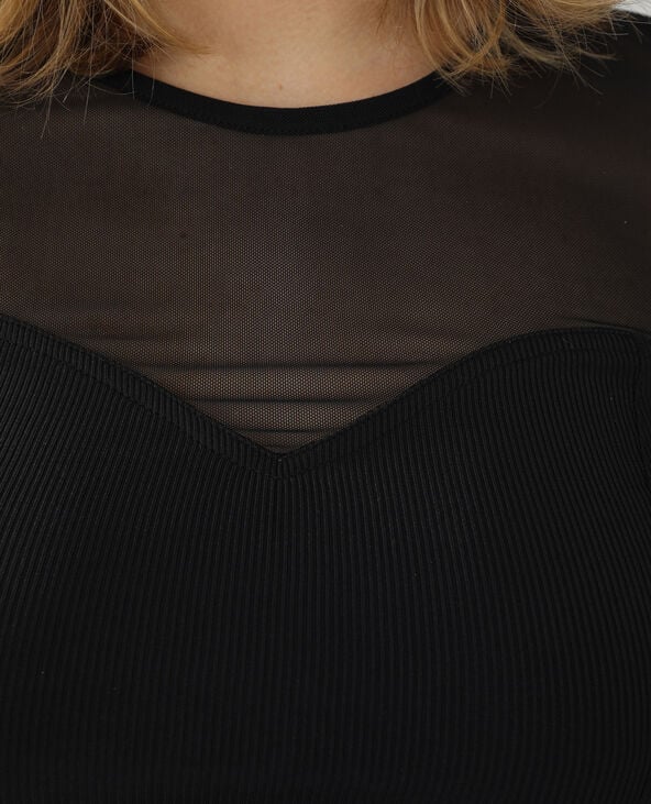 Top transparent asymétrique noir - Pimkie