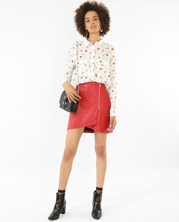Mini jupe en simili cuir rouge - Pimkie