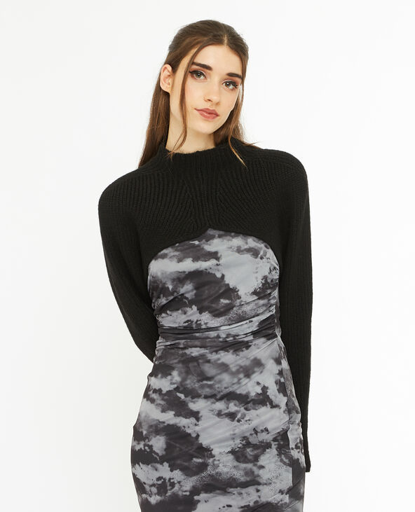 Pull chauffe-épaules en grosse maille noir - Pimkie