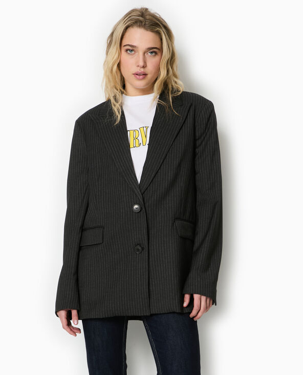 Veste blazer rayé oversize gris - Pimkie