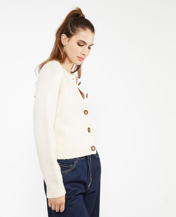 Gilet en maille avec gros boutons écru - Pimkie