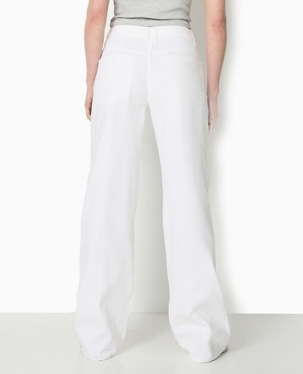 Jean droit taille haute avec strass devant blanc - Pimkie