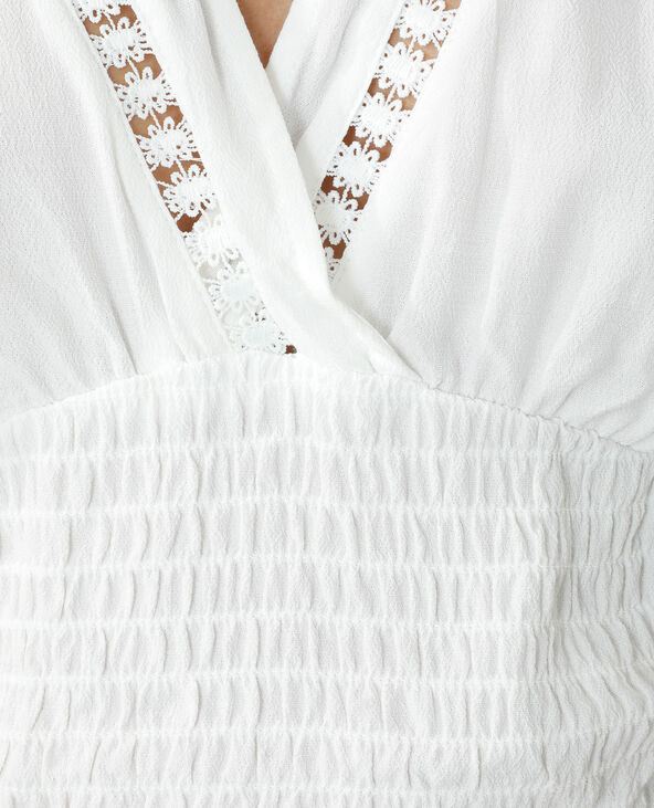 Blouse cropped smockée blanc - Pimkie