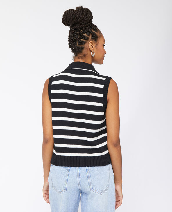 Pull sans manche motif rayures avec col noir - Pimkie