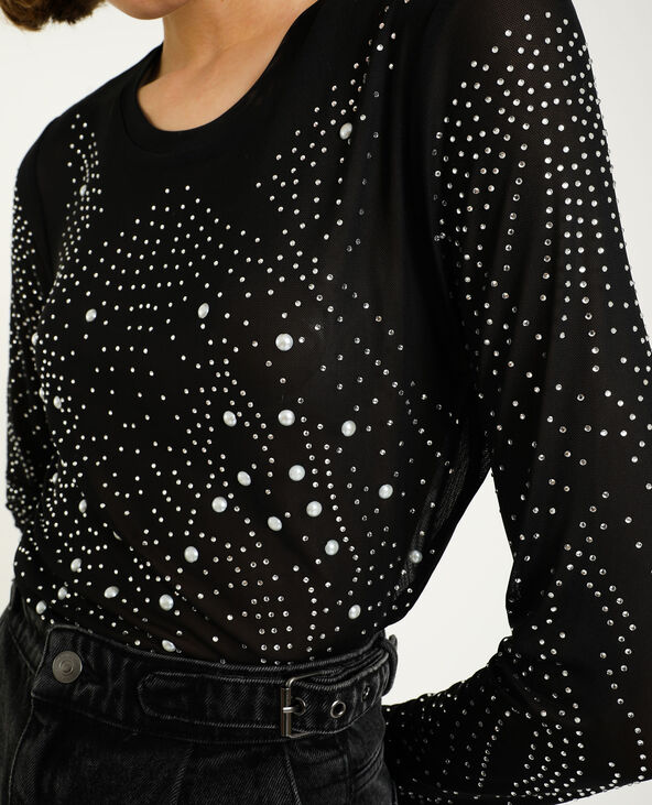 Top avec brillants noir - Pimkie
