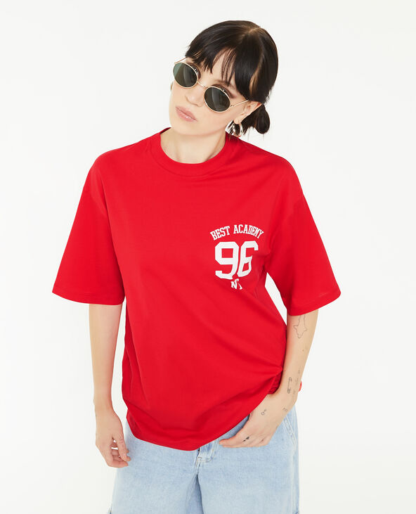 T-shirt oversize à inscription rouge - Pimkie