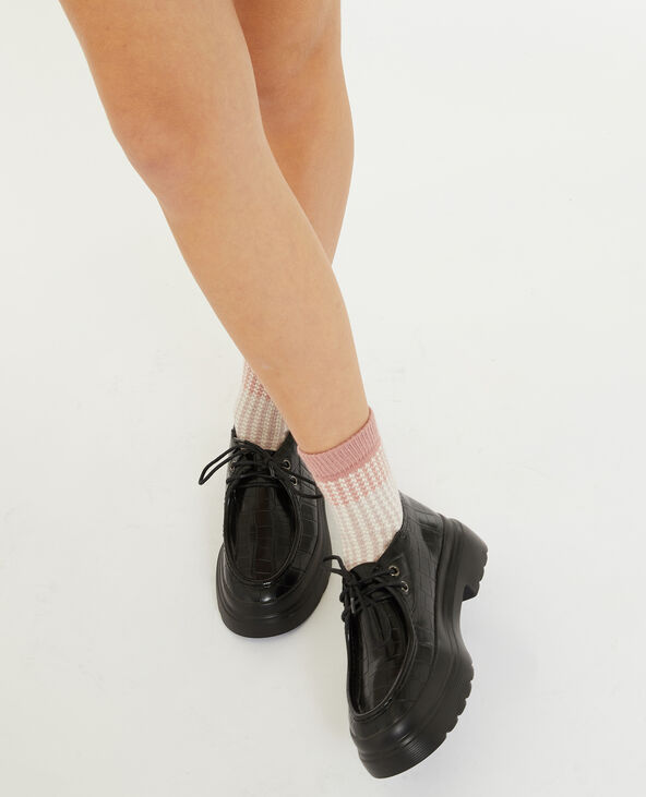 Paire de chaussettes motif pied-de-poule rose clair - Pimkie