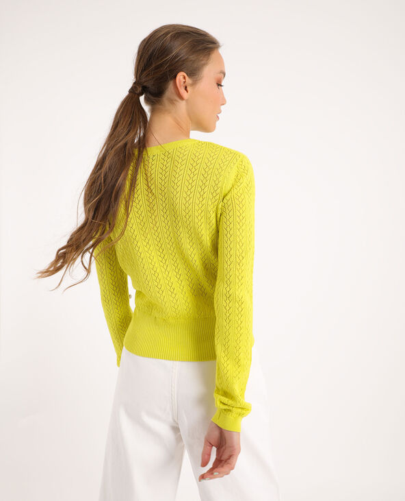 Gilet maille fantaisie vert anis - Pimkie