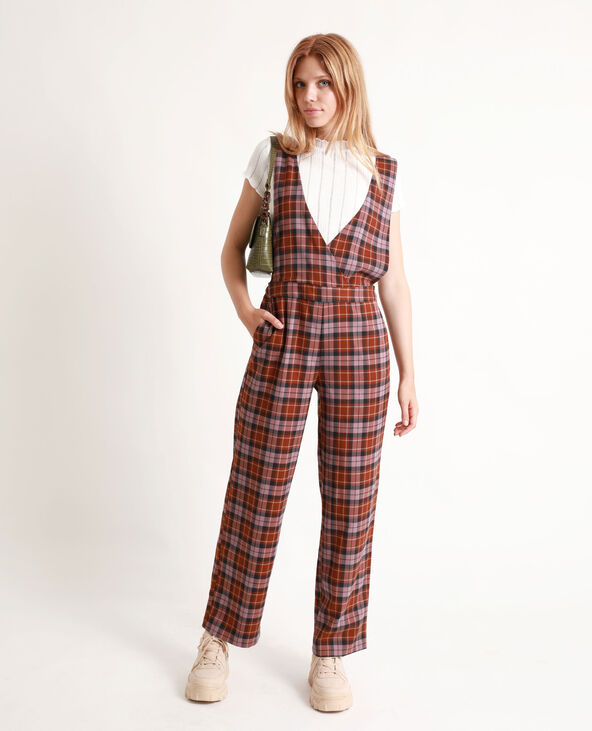 Combi-pantalon à carreaux marron - Pimkie