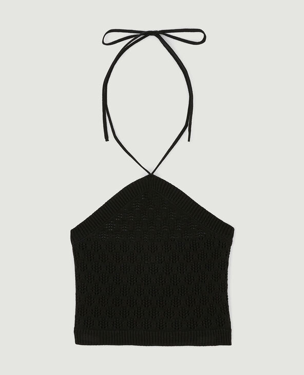 Top dos-nu en maille ajourée noir - Pimkie