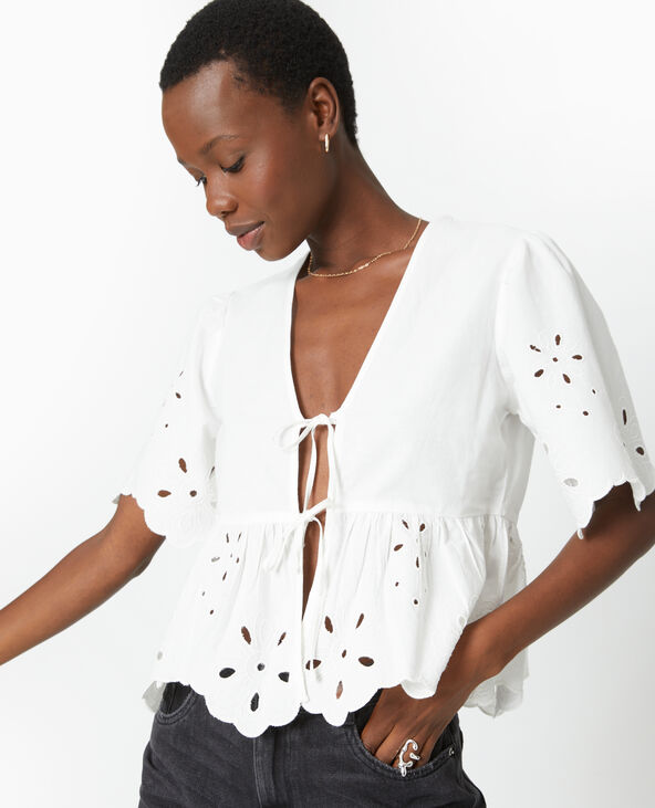 Blouse avec broderie anglaise et nouettes Pimkie
