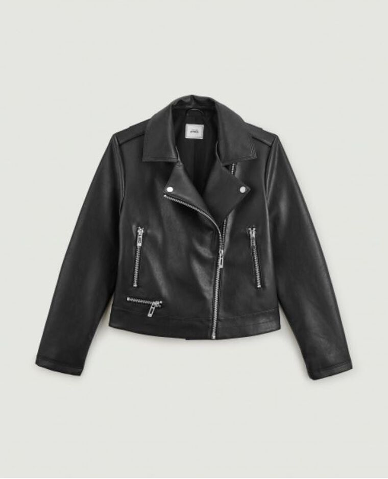 Blouson biker zippé noir - Pimkie