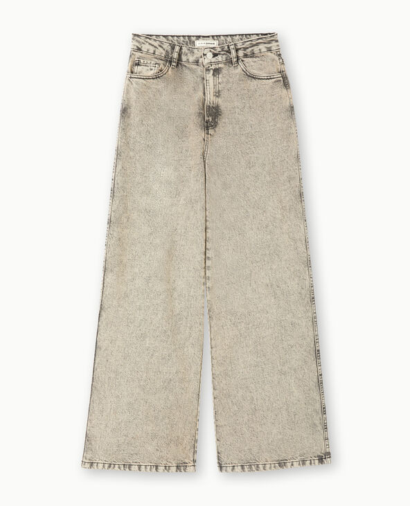 Jean wide taille haute marron chiné - Pimkie