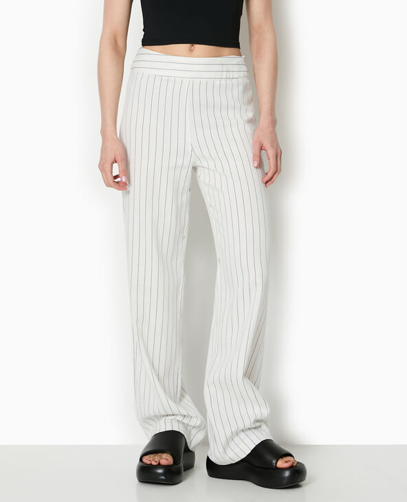 Pantalon droit rayé taille haute noir - Pimkie
