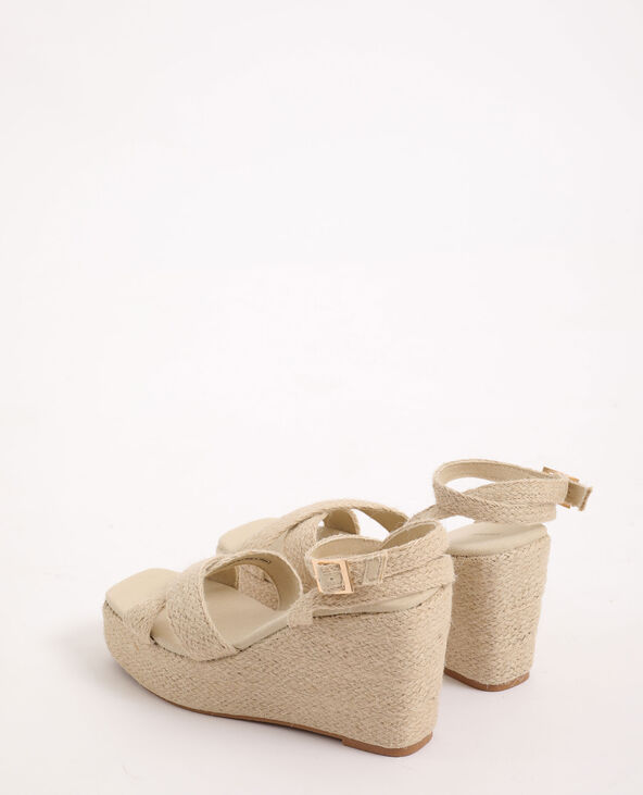 Sandales compensées en corde taupe - Pimkie