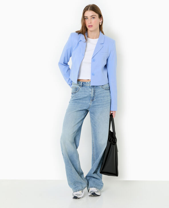 Veste courte avec boutons sous patte bleu - Pimkie