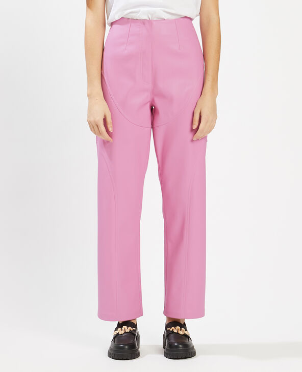 Pantalon simili cuir rose outlet
