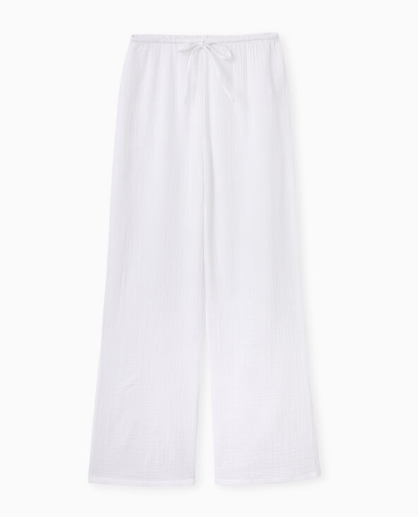 Pantalon large en gaze de coton blanc - Pimkie