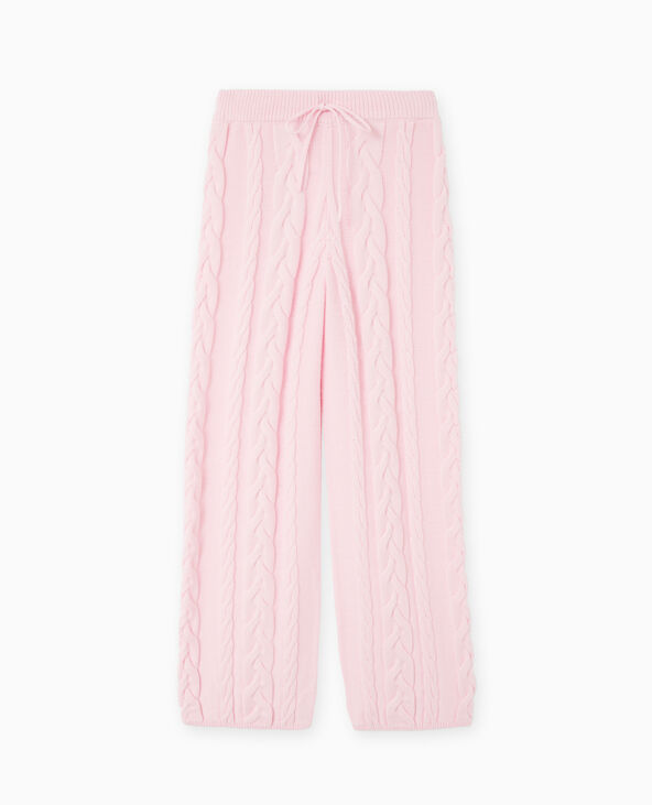 Pantalon droit en maille torsadée rose clair - Pimkie