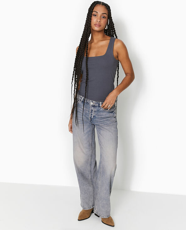 Débardeur stretch encolure carrée gris foncé - Pimkie