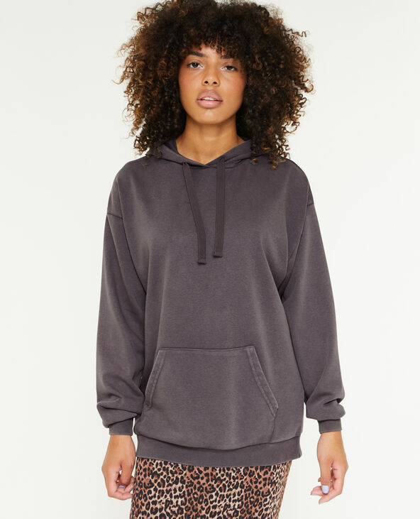 Sweat capuche oversize effet lavé gris foncé - Pimkie
