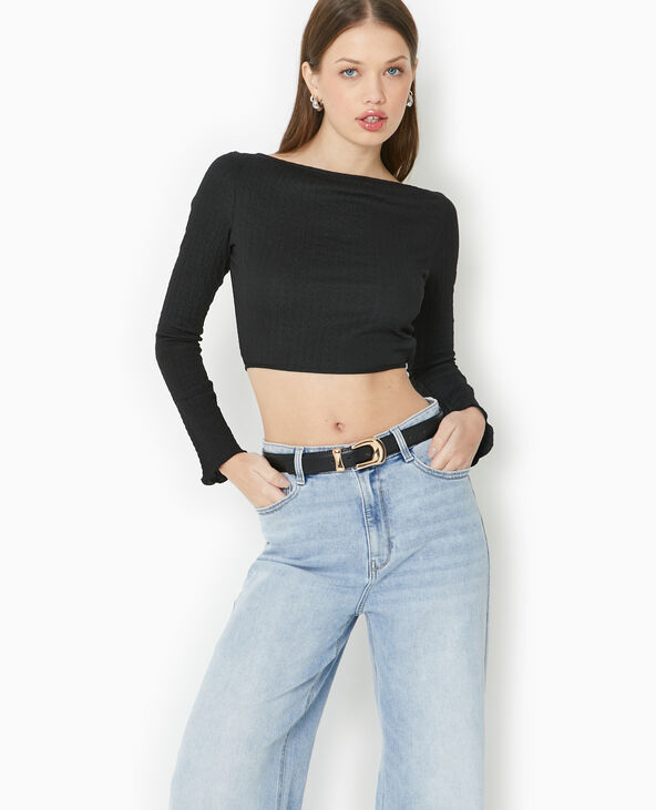 Top dos-nu en maille texturée noir - Pimkie