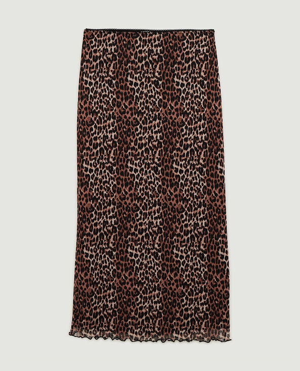 Jupe midi en tulle motif l opard