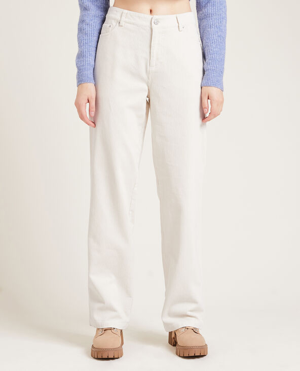 Pantalon droit en velours côtelé blanc - Pimkie